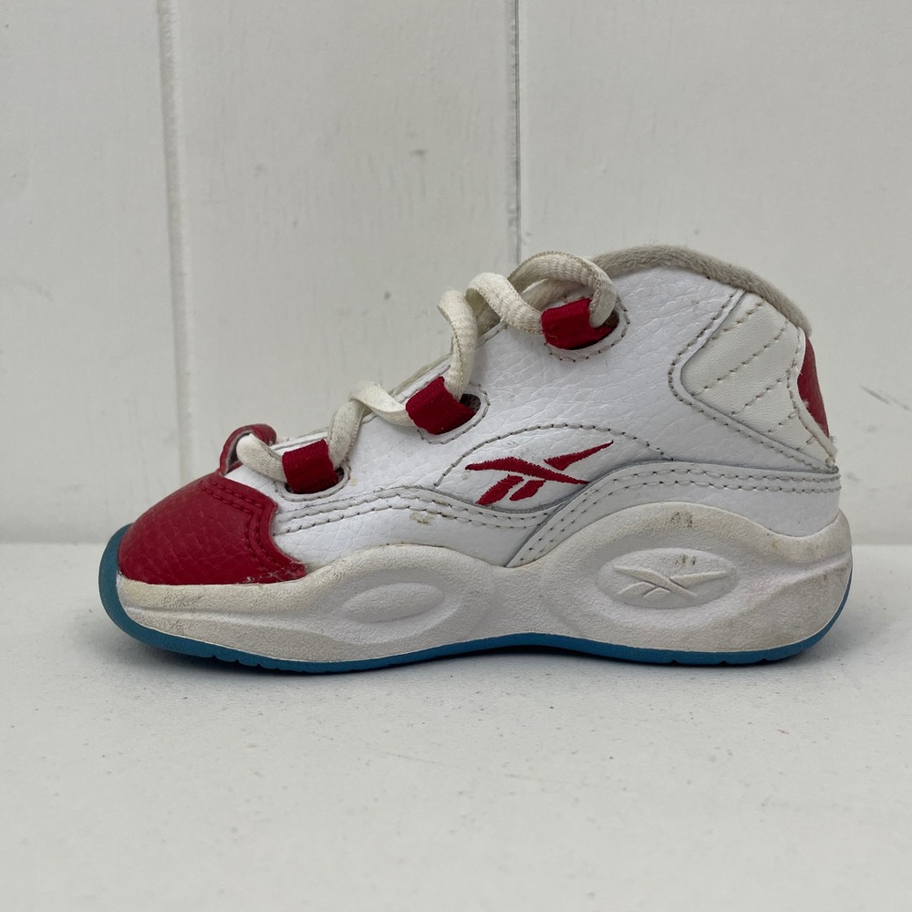 Reebok Question Mid White Red AR1859 Toddler Size 5C Allen Iverson AI - Picture 7 of 8